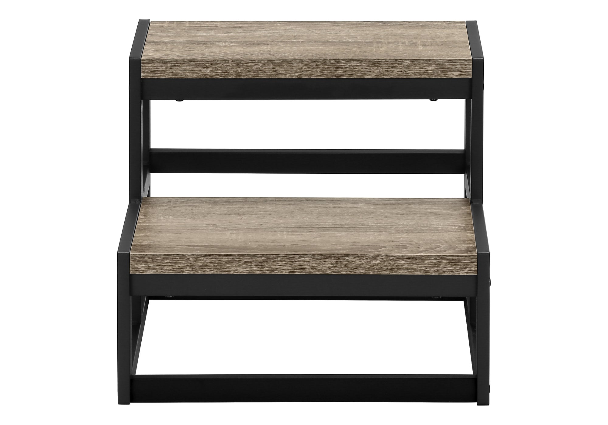 Contemporary 2‑Step Stool — Dark Taupe Laminate, Black Metal Frame, 300 lb Capacity
