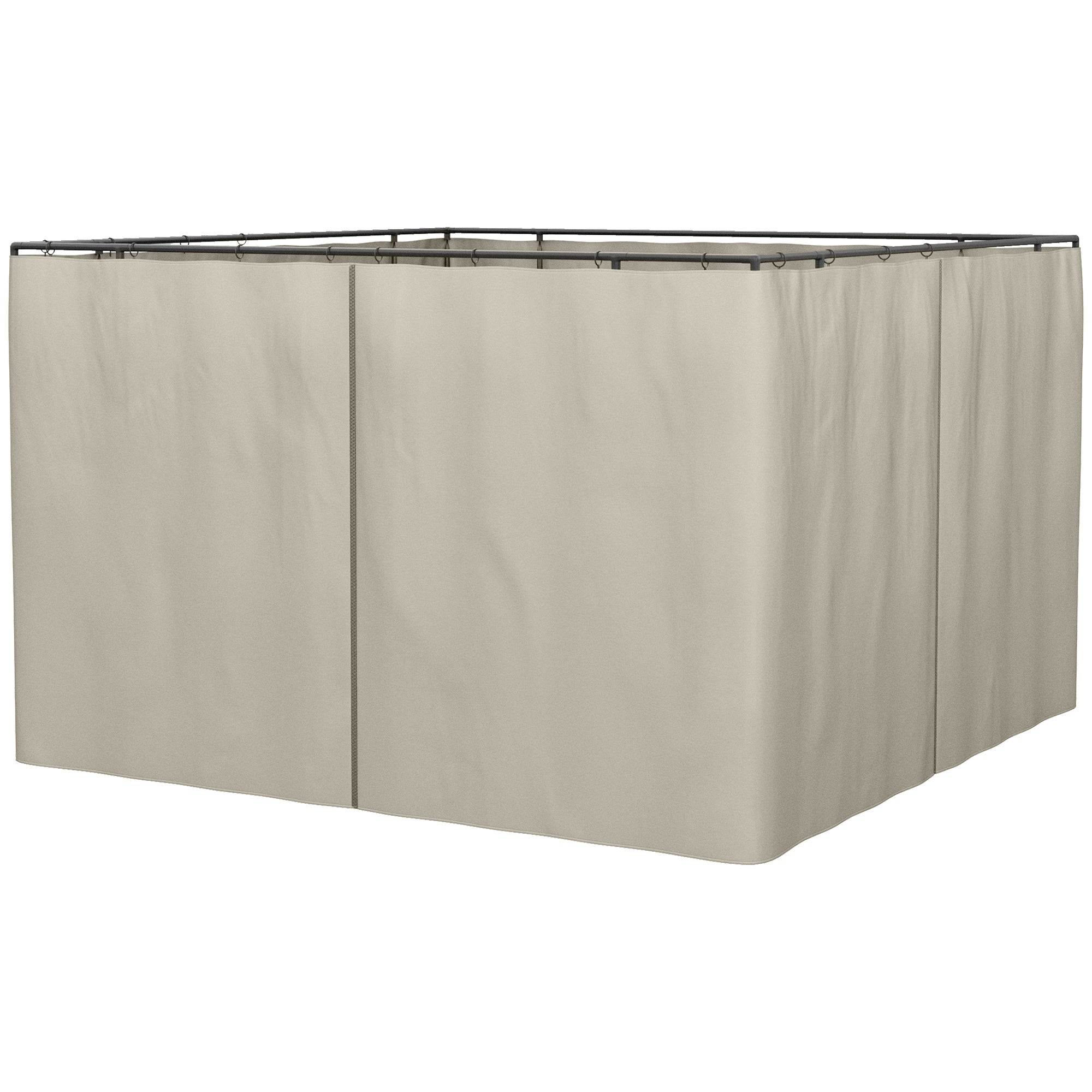 Gazebo Sidewall Curtain Set 10x10 ft, 4-Panel Polyester Replacement Curtains with Hooks & C-Rings for Pergola & Cabana, Beige