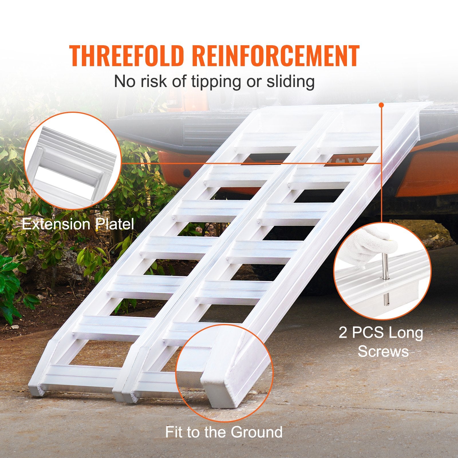 Aluminum Ramps, 8810 lbs, Heavy-duty Ramps with Top Hook Attaching End, Universal Loading Ramp for Motorcycle, Tractor, ATV/UTV, Trucks, Lawn Mower, 72"L x 15"W, 2Pcs