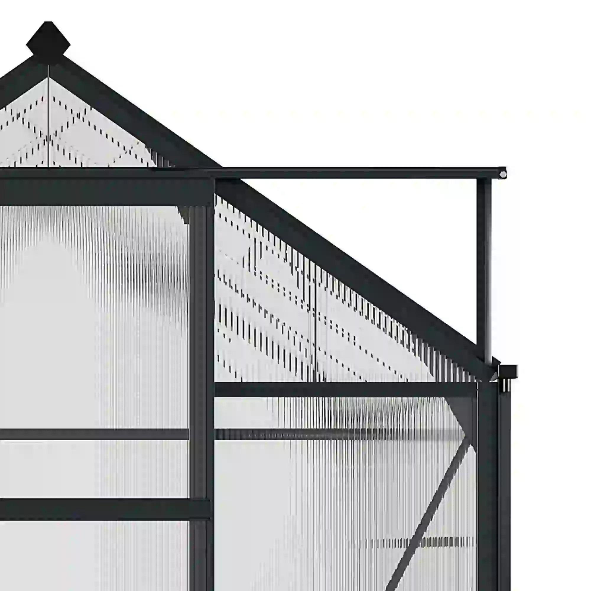 6.2ft x 8.3ft x 6.6ft Heavy‑Duty Aluminum Walk‑In Greenhouse — Polycarbonate Panels Sliding Door & Rooftop Vent Gray
