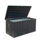 120 Gallon Outdoor Steel Deck Box with Double‑Layer Resin Lid – Tall Waterproof Patio Storage Bench, Dark Gray, 440 lb Capacity