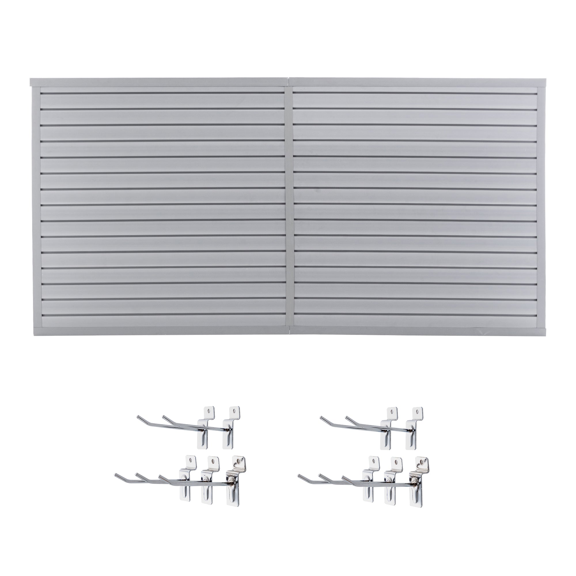 Heavy Duty PVC Slatwall Garage Organizer, 8ft x 4ft Section with 10 Panels, Industrial Strength Storage, Charcoal Dark Grey Color, Wall Mounted Tool Rack System