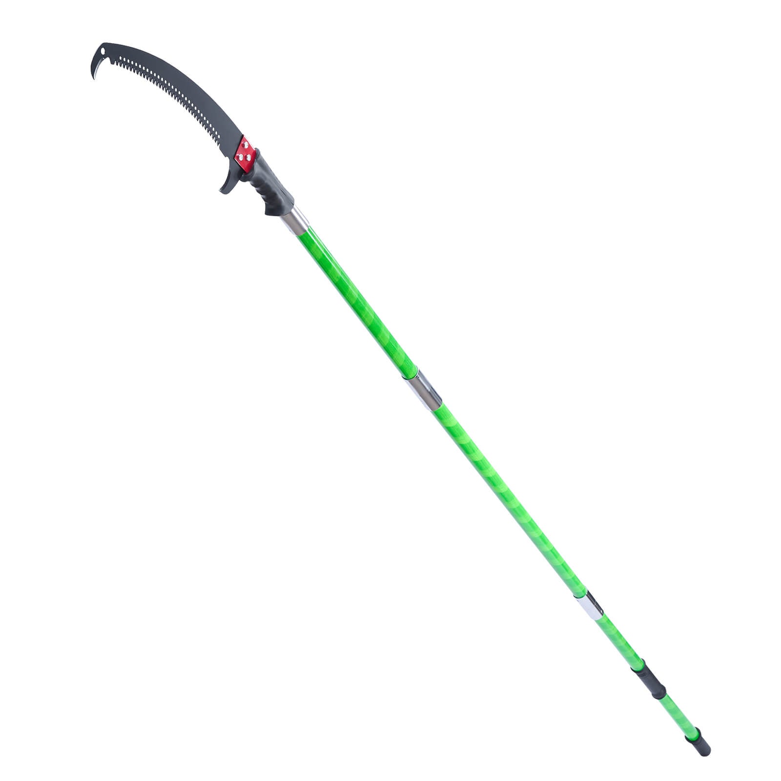 27 ft Manual Pole Saw – Extendable Tree Pruner with 65Mn Steel Blade & 8-Section Fiberglass Pole