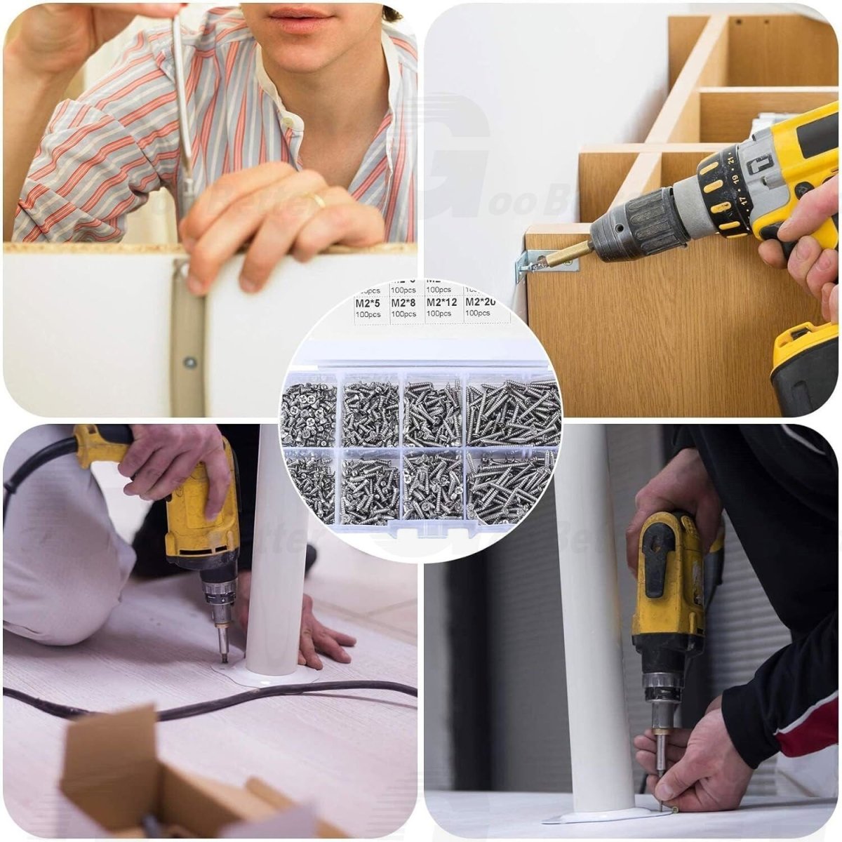 800Pcs Nickel Plated Countersunk Self Tapping Wood Screws Chipboard Screws Set - HomeDIYer