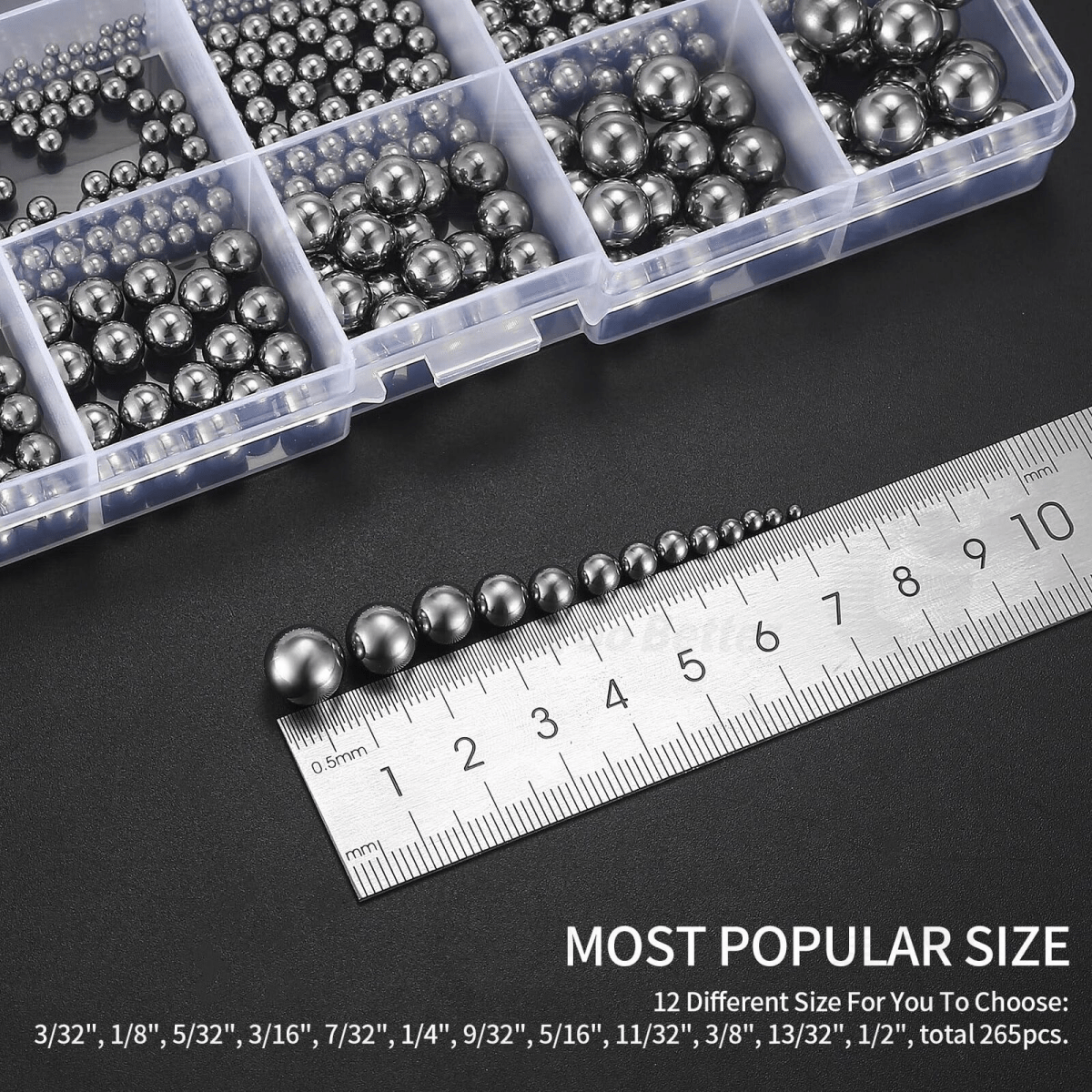 600x Metric Precision Steel Bearing Balls Assorted Stainless Steel Loose Bicycle - HomeDIYer