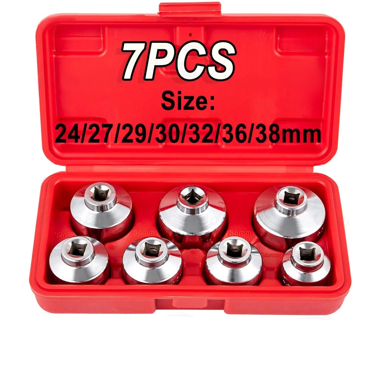 7Pcs Oil Filter Wrench Set 24 - 38mm Cap Type Socket Removal Garage Tool 3/8" Drive - HomeDIYer