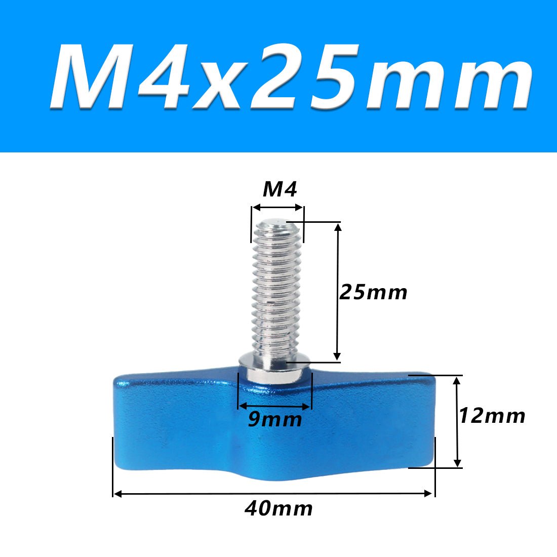 1/4 M4 M5 M6 Clamping Thumb Screw Tee Wing Knob Head Hand Grip Bolt Aluminum - HomeDIYer