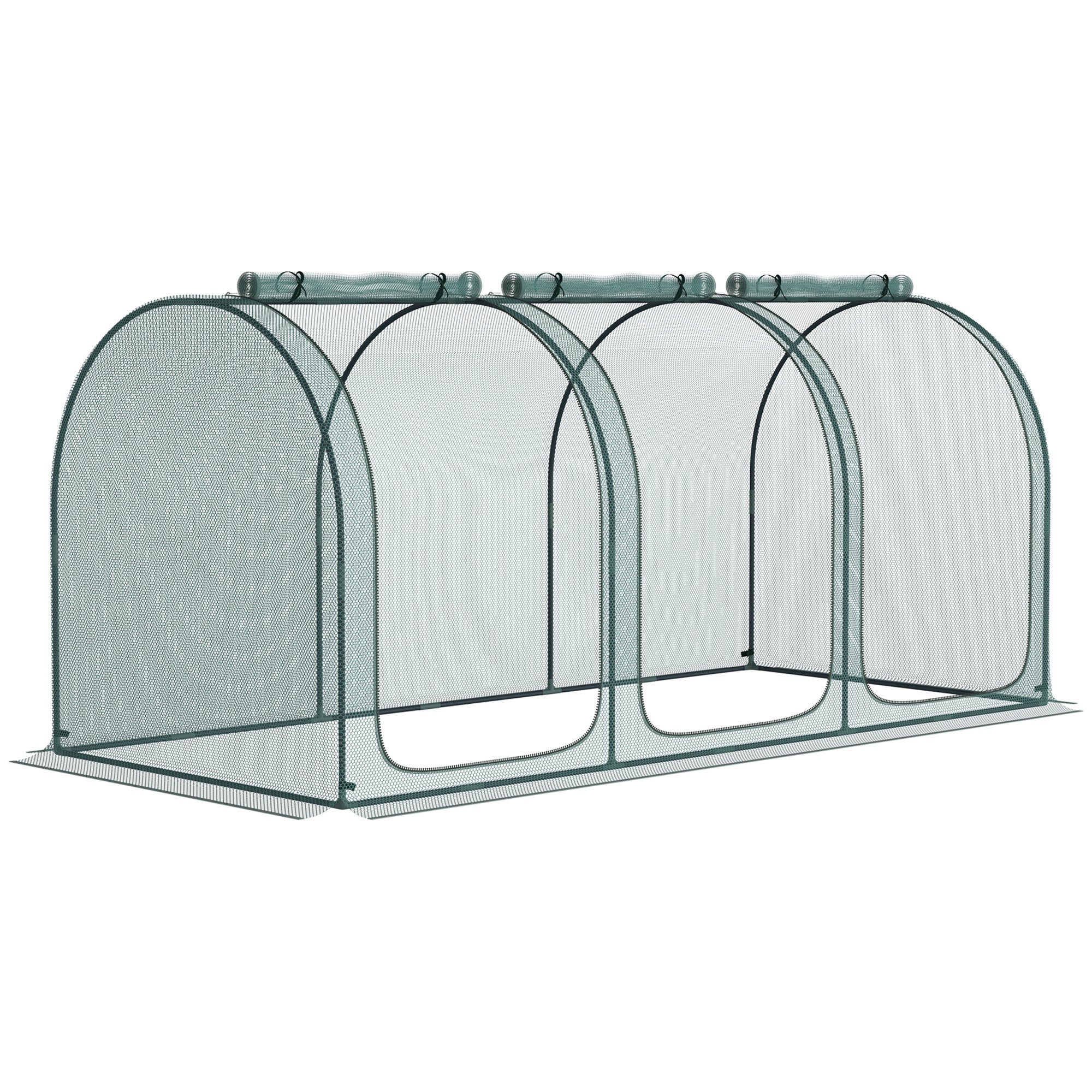9' x 4' Crop Cage Plant Protection Tent with 3 Zippered Doors & 6 Ground Stakes