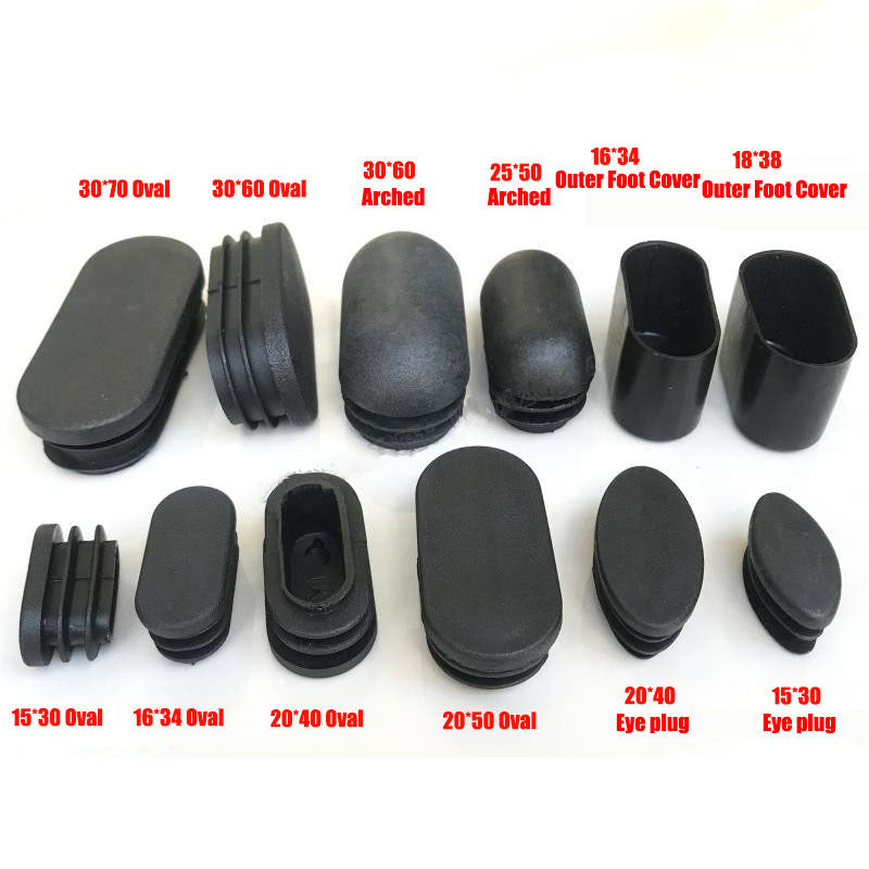Black Plastic Pipe Plug - Layered Design End Cap for round pipes