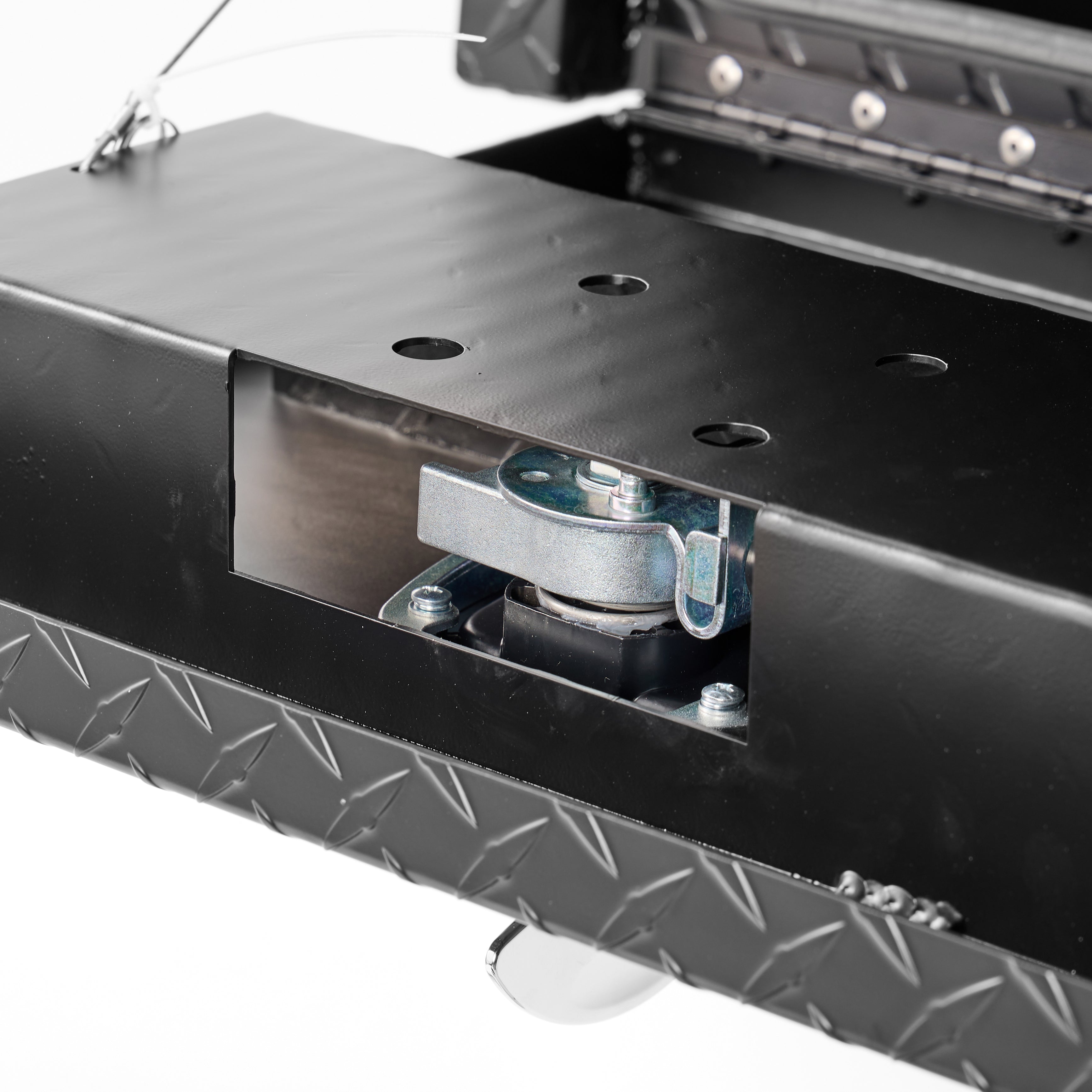 24" Aluminum Underbody Truck Tool Box — Matte Black Diamond Plate, Waterproof & Lockable, Ideal for Pickup, ATV, RV