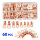 60Pcs/Kit SC6-25 Copper Lug Ring Battery Bare Lug Terminals Connector Wire Gauge