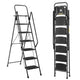 Folding step stool with bandwidth anti slip pedals and tool trays, lightweight and portable steel step stool, perfect for kitchen and home, indoor and outdoor use, sturdy steel steps (6 levels)