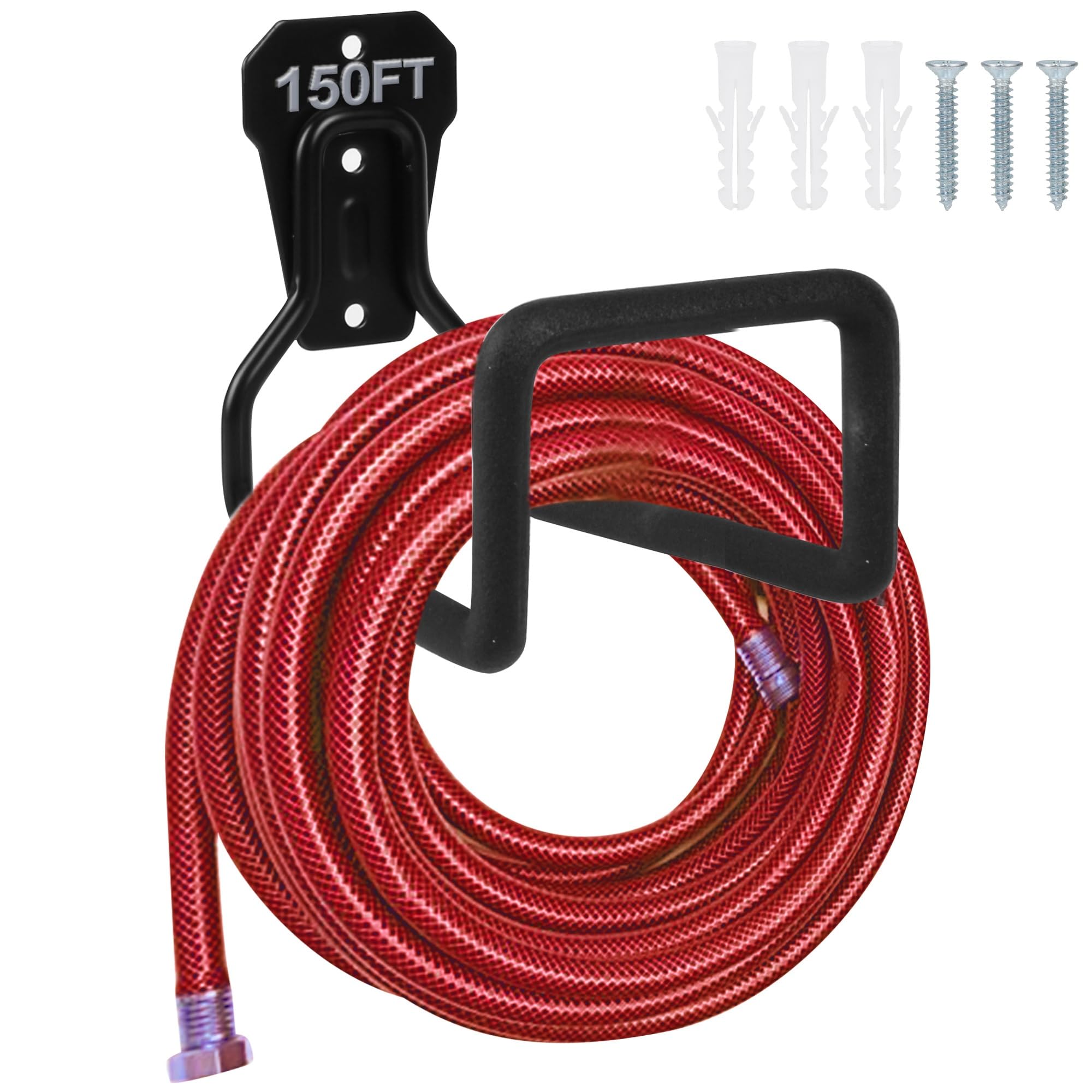 Metal Garden Hose Holder – Heavy Duty Wall Mount Hose Hanger for Outside Yard, Rustproof & Sturdy