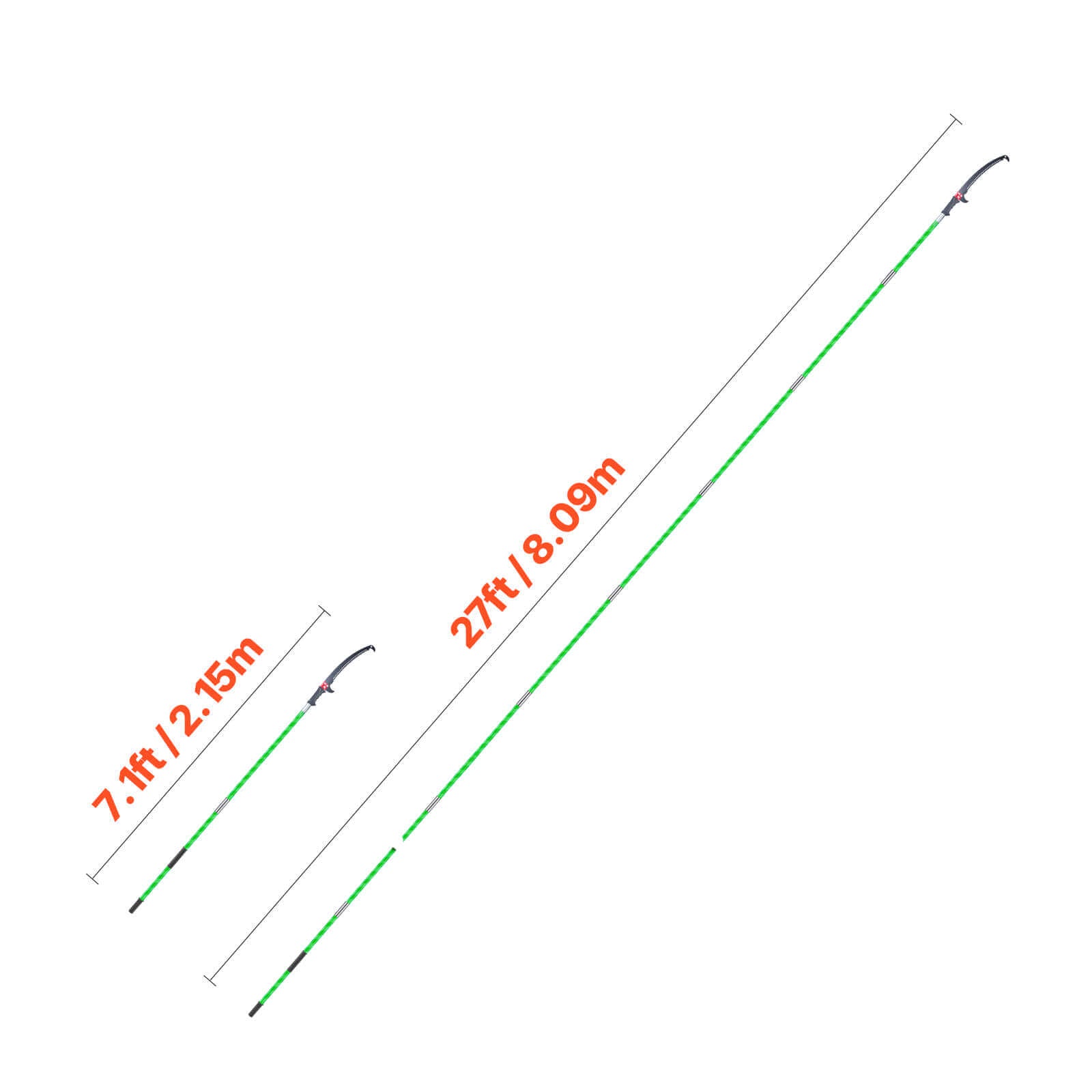27 ft Manual Pole Saw – Extendable Tree Pruner with 65Mn Steel Blade & 8-Section Fiberglass Pole