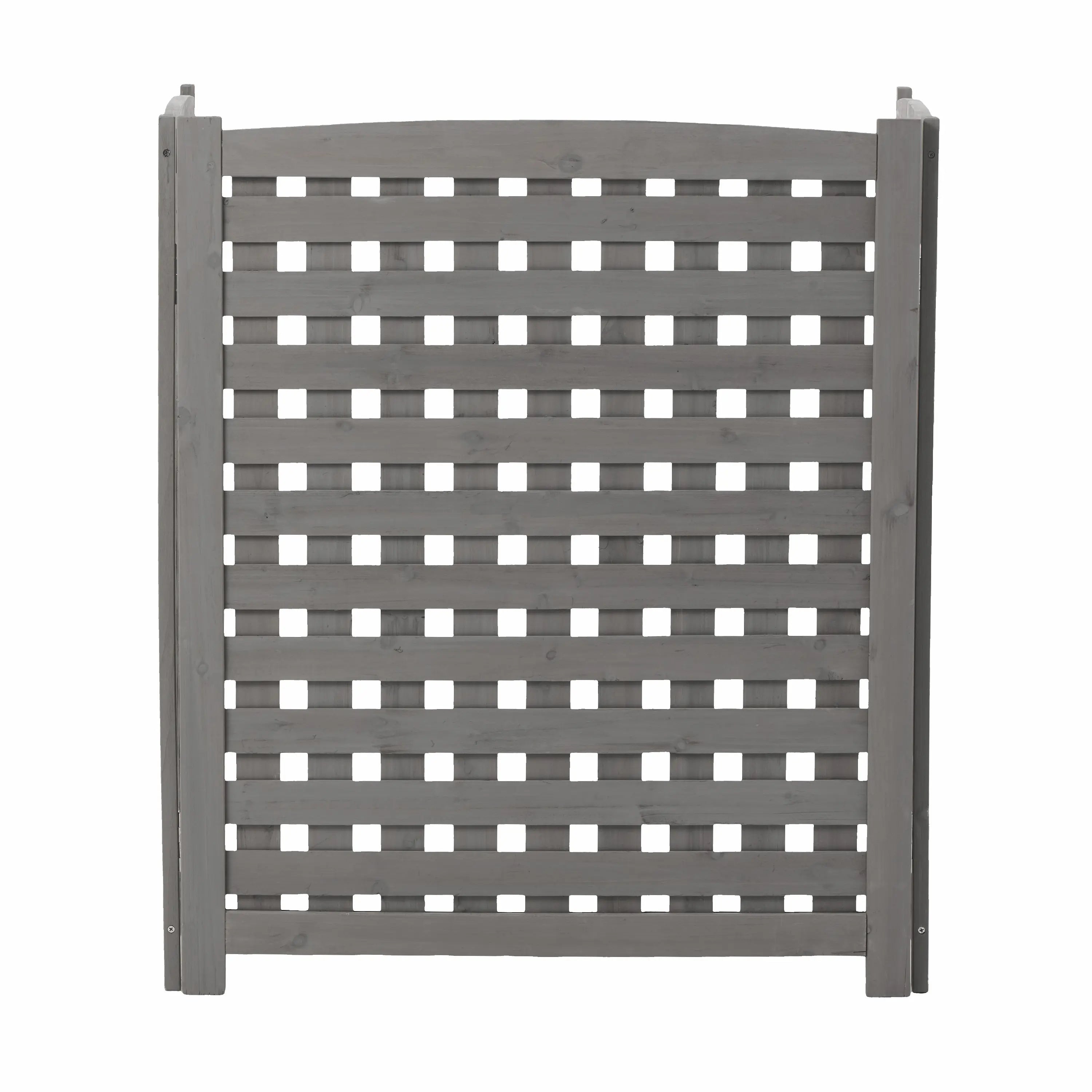 3‑Panel Fir Wood Outdoor Privacy Screen — 32" W x 38" H, AC Fence & Trash Can Enclosure, Grey