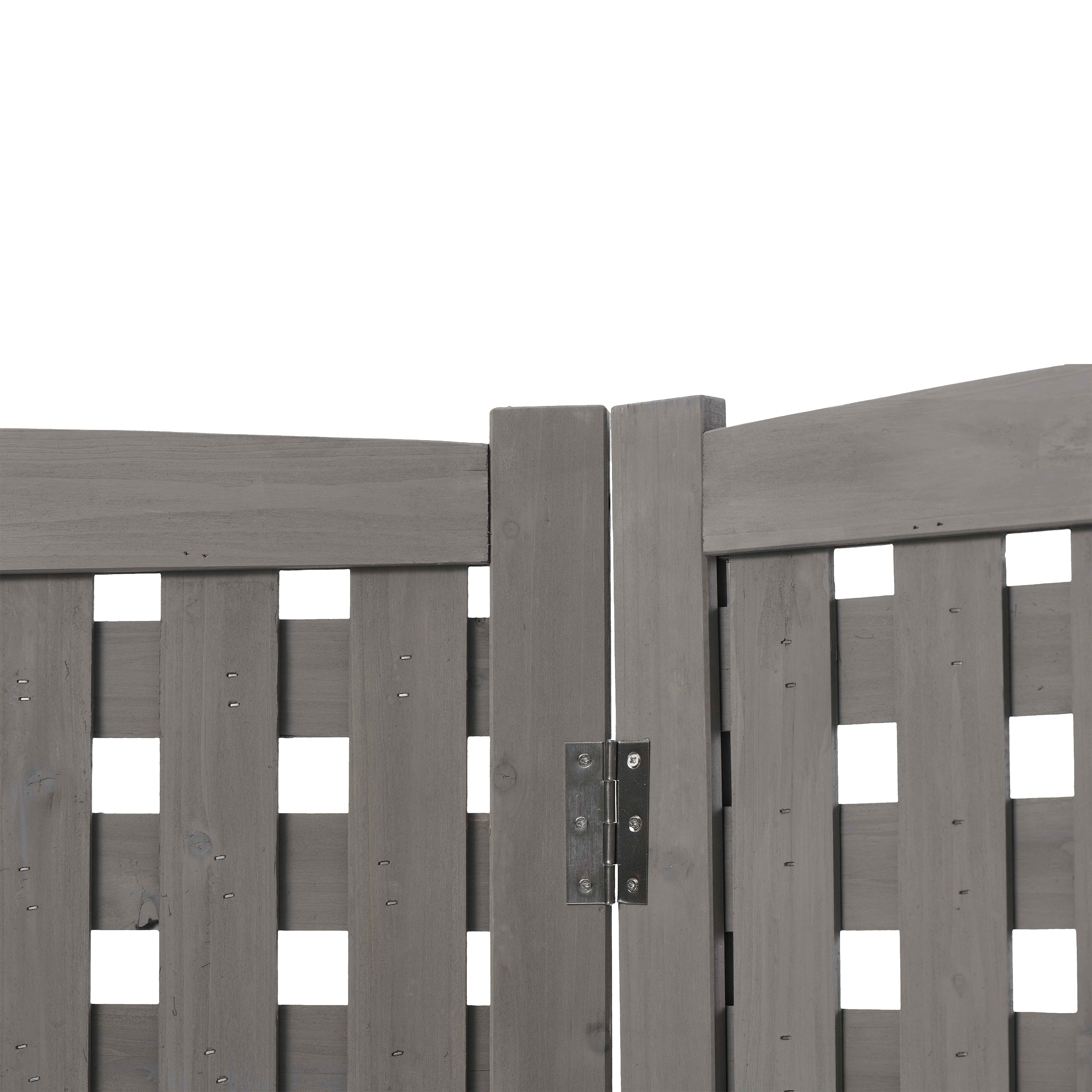 3‑Panel Fir Wood Outdoor Privacy Screen — 32" W x 38" H, AC Fence & Trash Can Enclosure, Grey