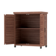 Potting Bench with Storage Cabinet and Metal Table Top for Outdoor Patio, Garden Furniture Wood Workstation Coffee 31.5x17x36''