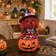 Halloween Dog Witch Figurine with Pumpkin Candy Bowl, 12.6 in