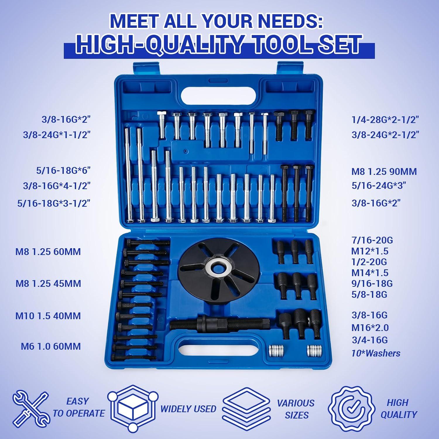 59 Pcs Harmonic Balancer Puller & Installer Set – Flywheel Remover, Crankshaft Pulley & Steering Wheel Pulling Tool Kit