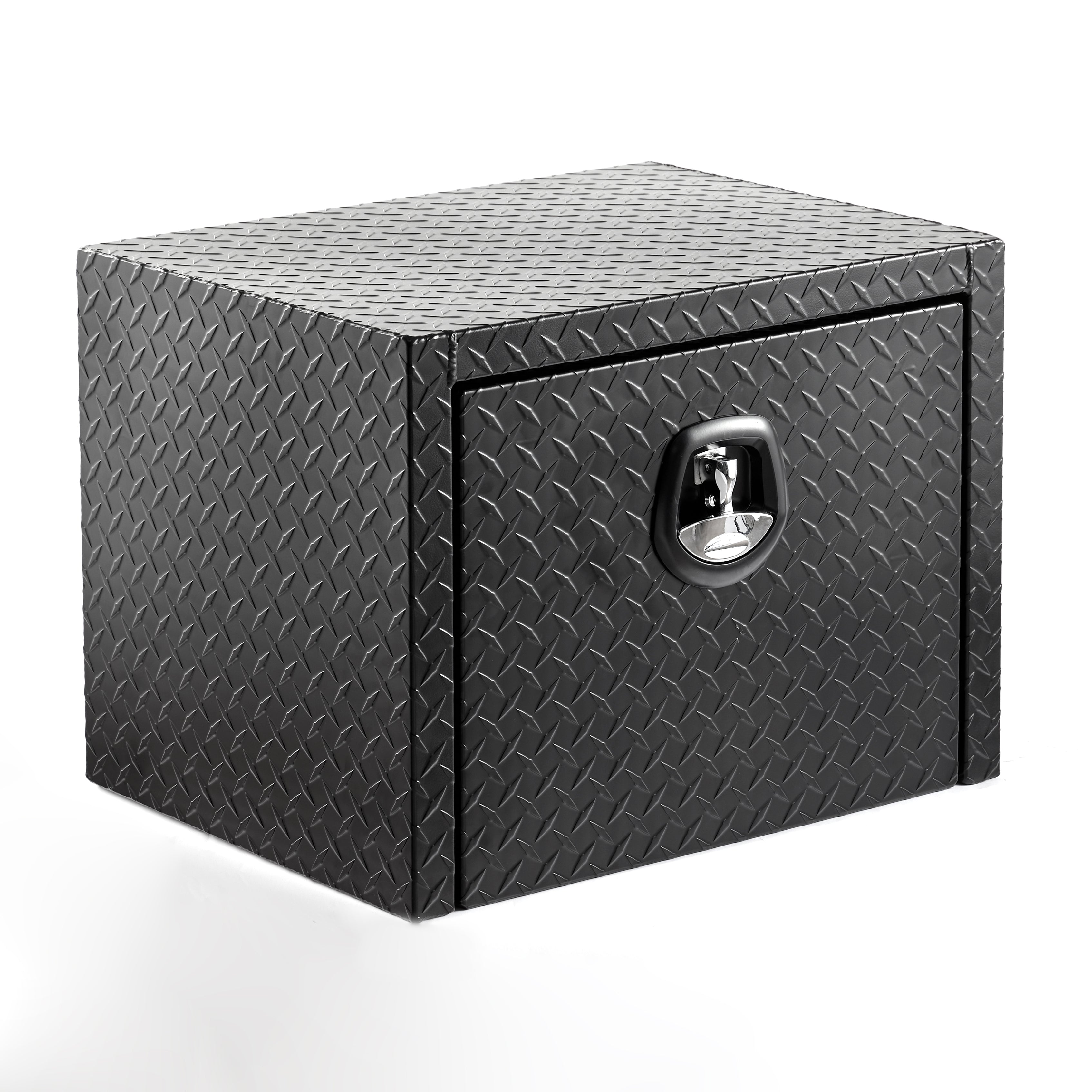 24" Aluminum Underbody Truck Tool Box — Matte Black Diamond Plate, Waterproof & Lockable, Ideal for Pickup, ATV, RV
