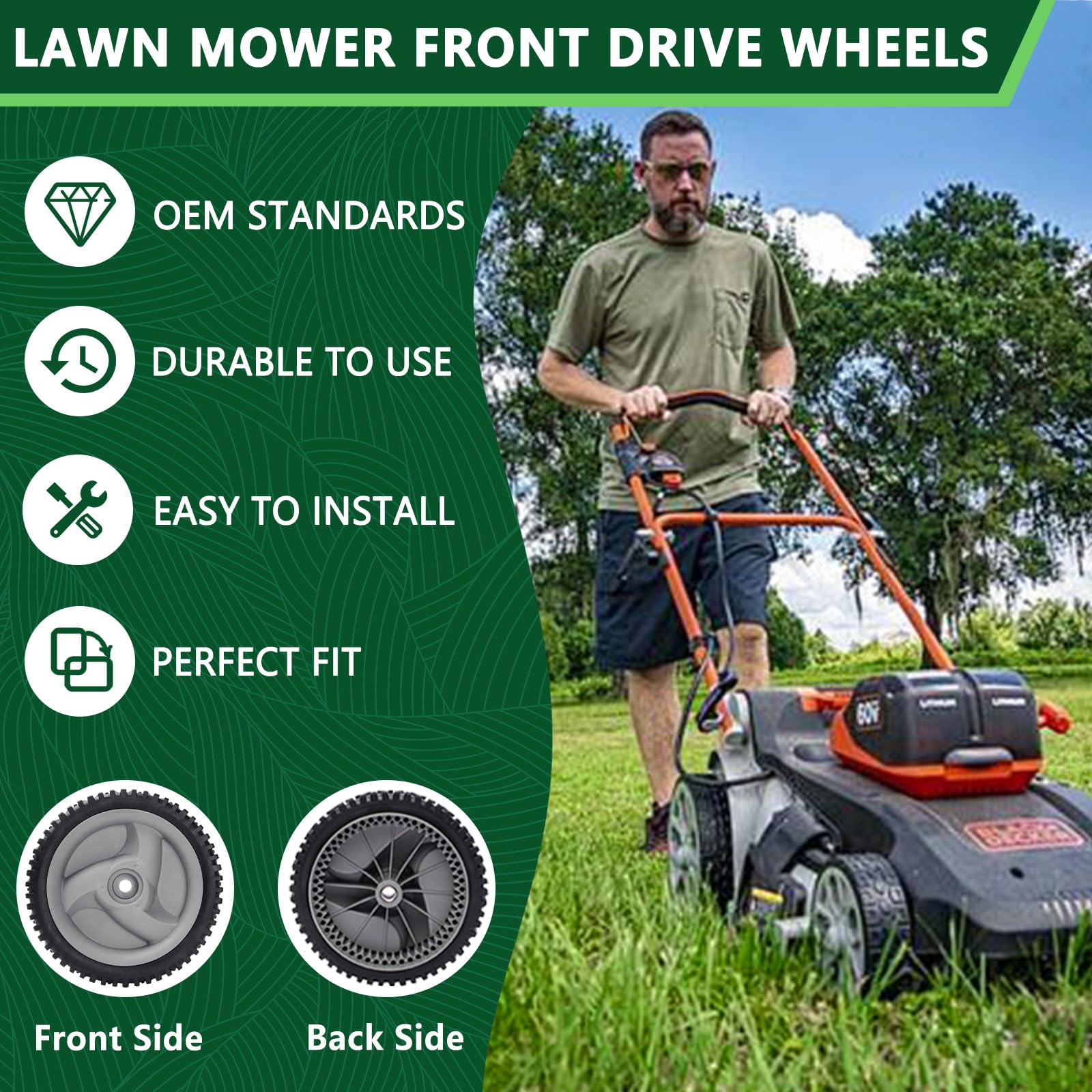 2 Pack 8” Metal Front Drive Wheels for Craftsman Husqvarna Mower – Replace