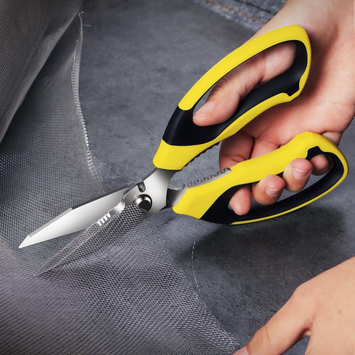 Utility Scissors Heavy Duty: sharp Scissors All Purpose heavy duty, Easy Cutting Carpet, Cardboard, Wires, Leather, Fabric - HomeDIYer