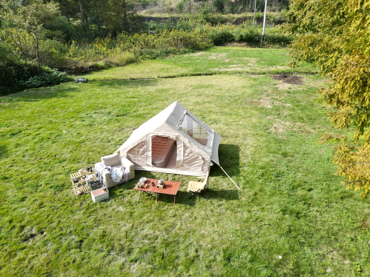 Inflatable Camping Tent Easy Setup 4 Season Glamping Tent with High Performance Inflatable Structure 4 - 6 Persons Waterproof Windproof Outdoor Self - Supporting Blow up Tent Air Tent Portable House Beige - HomeDIYer