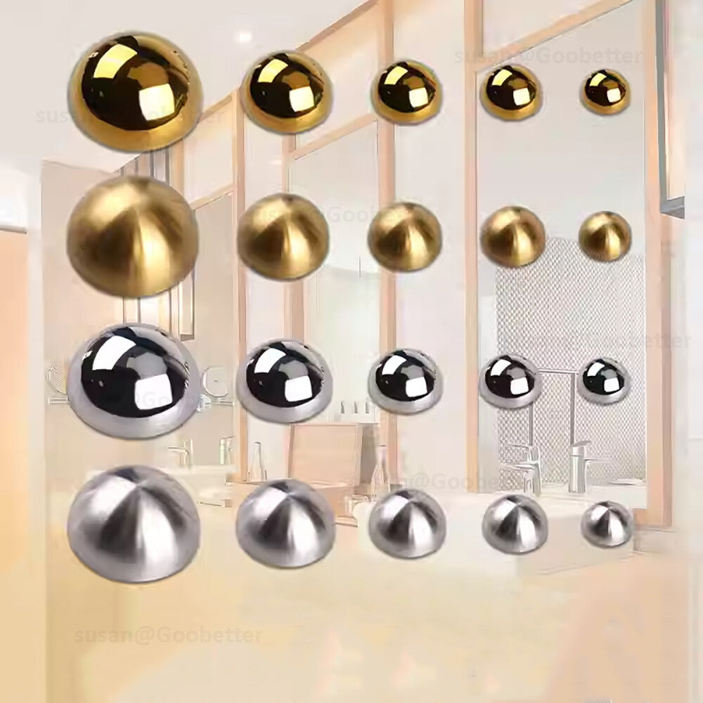 Dome Screw Cover Caps – Electroplated Stainless Steel Mirror Screws, 20mm to 50mm, Silver and Gold