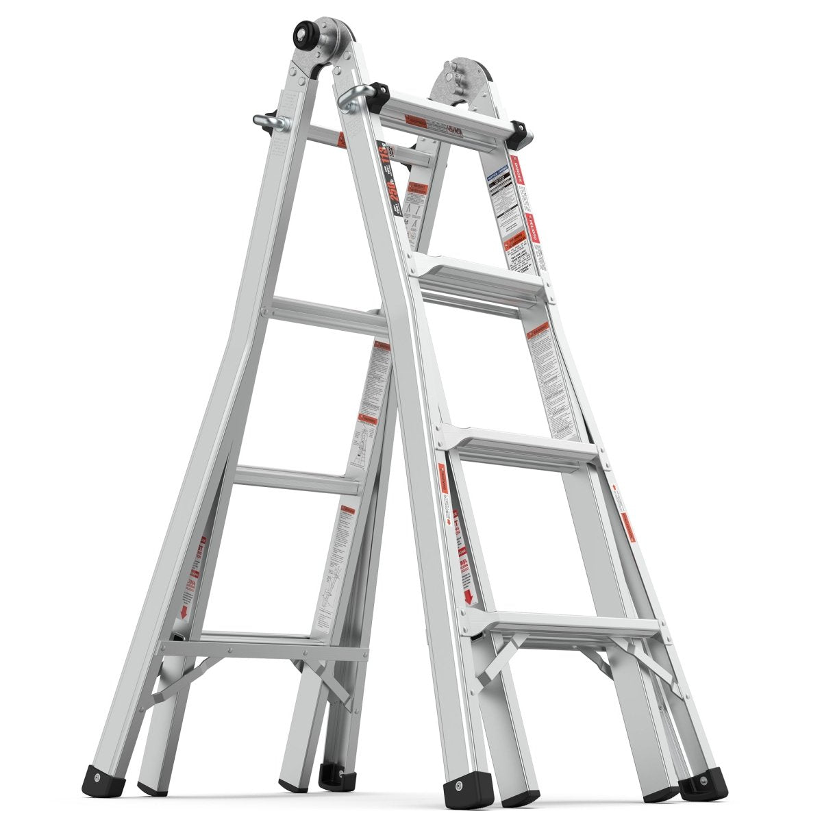 17ft Multi - Position Foldable Aluminum Ladder, A - Frame and Straight Ladder, ANSI 250lbs - HomeDIYer