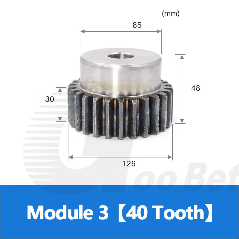 Spur Gear C45 Steel Mod 3 with Hub 12-40 Tooth Motor Pinion Hardened 8-40mm Bore