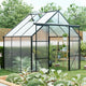 8ft x 6ft Heavy‑Duty Aluminum Walk‑In Greenhouse — Double Doors Adjustable Roof & Polycarbonate Panels Black