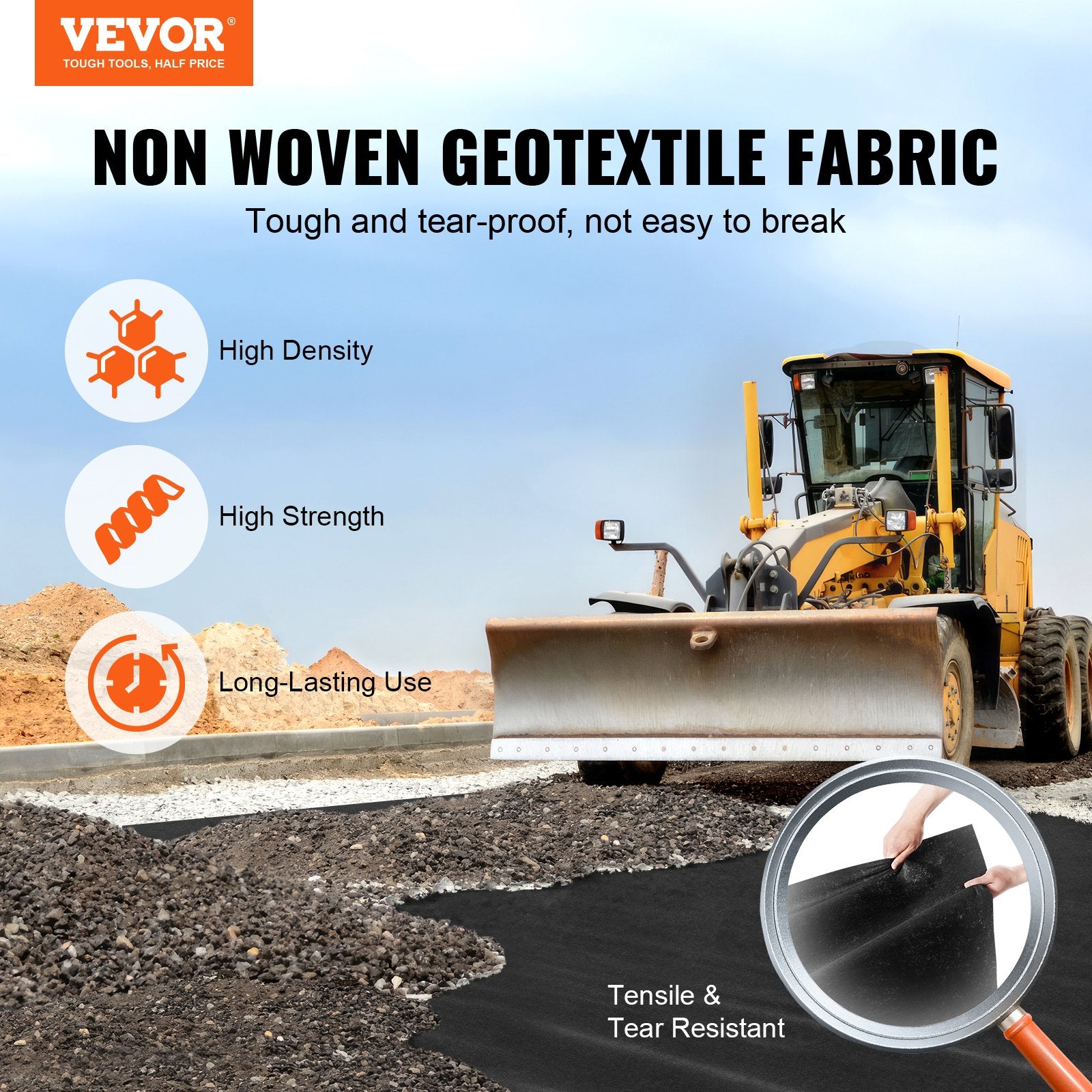 6ft x 50ft Heavy‑Duty 8oz Non‑Woven Geotextile Fabric — Professional Weed Barrier & Ground Cover