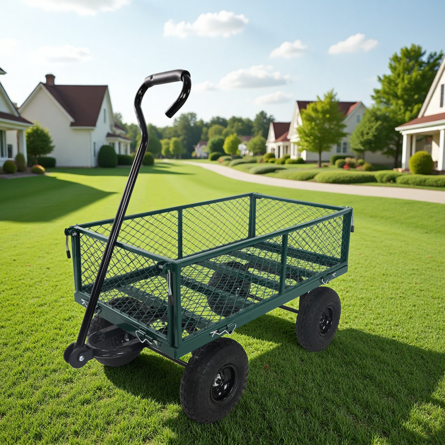 Wagon Cart Garden cart trucks make it easier to transport firewood (green)