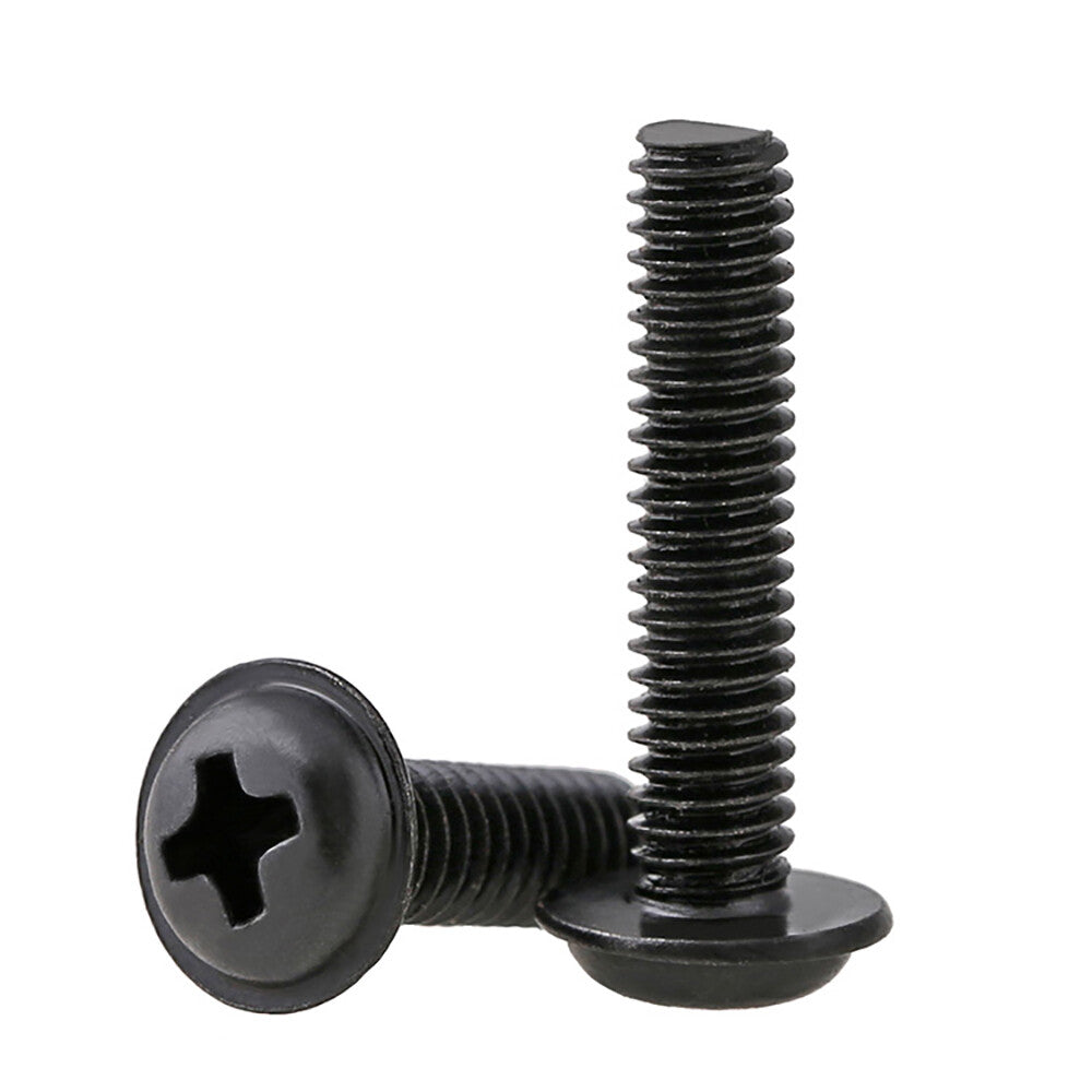 M2–M4 Flanged Button Head Phillips Screws – Black Zinc or Nickel Plated Carbon Steel