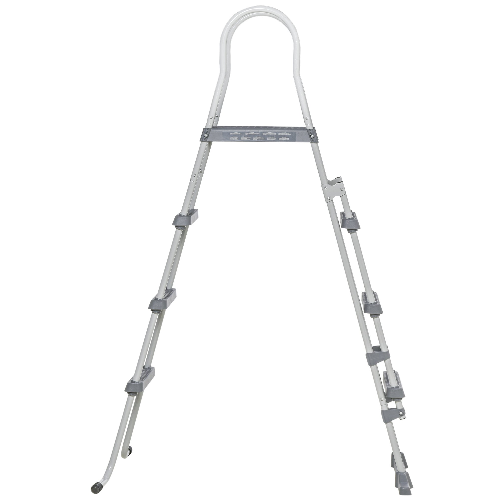 Outsunny 70" A‑Frame Above Ground Pool Ladder — Non‑Slip Steps, Child Lock, 330 lb Capacity, Gray