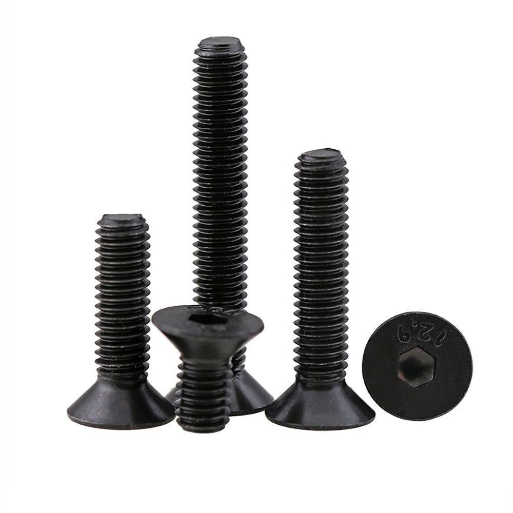 M1.6–M3 Countersunk Socket Head Screws – 12.9 Grade Carbon Steel, Flat Head, Fully Threaded (3–50mm Overall Length)