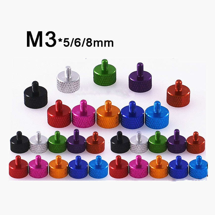 M3 Aluminum Anodized Knurled Thumb Screws for PC Case — 5 / 6 / 8mm
