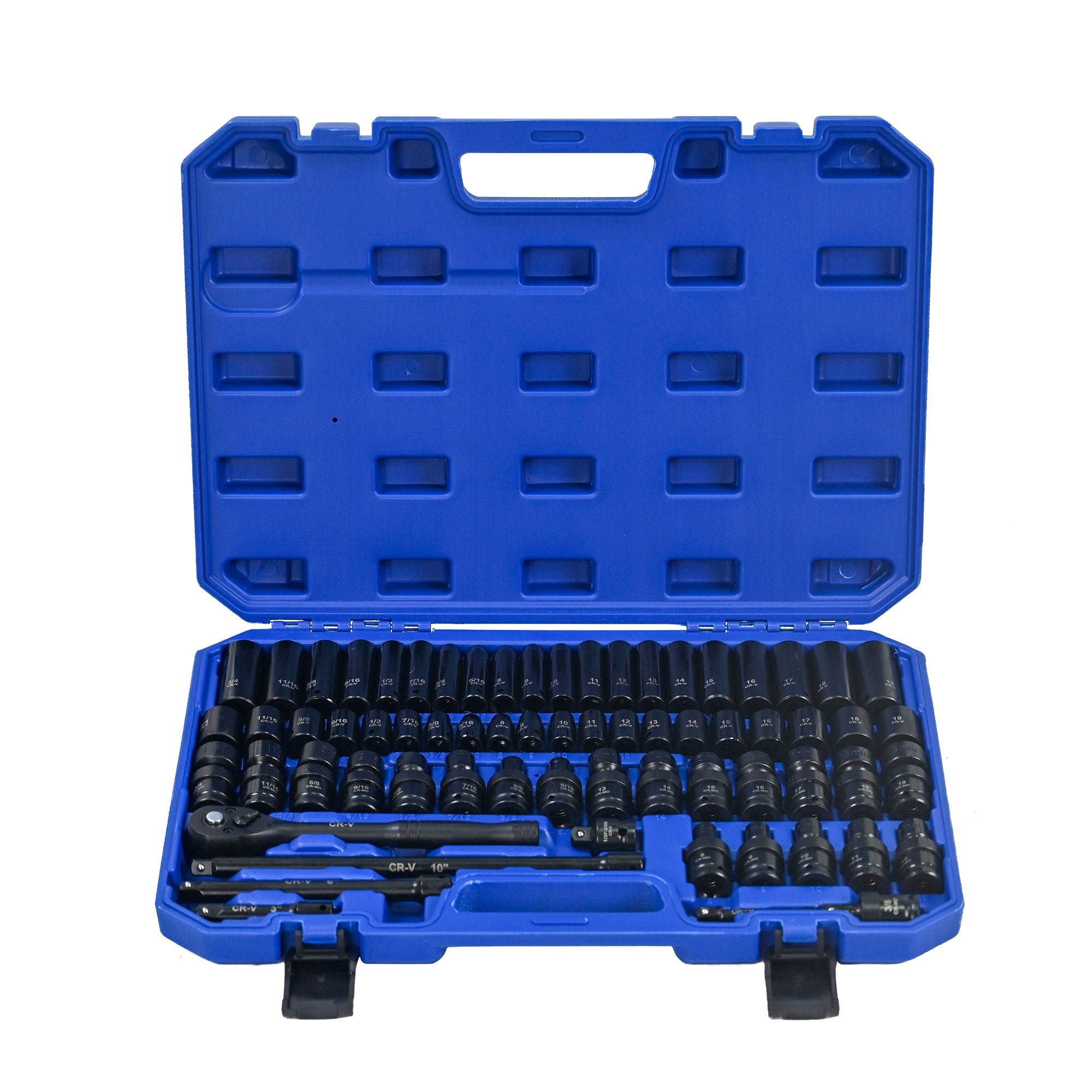 67‑Piece Air Tool & Accessories Kit — Long/Short Sockets, Extensions, Ratchet Wrenches, Quick Couplings, Black & Blue