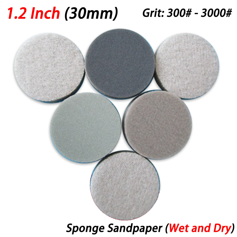 1.2" 30mm Sponge Sanding Discs 300 - 3000 Grit Hook & Loop Wet and Dry Sandpaper