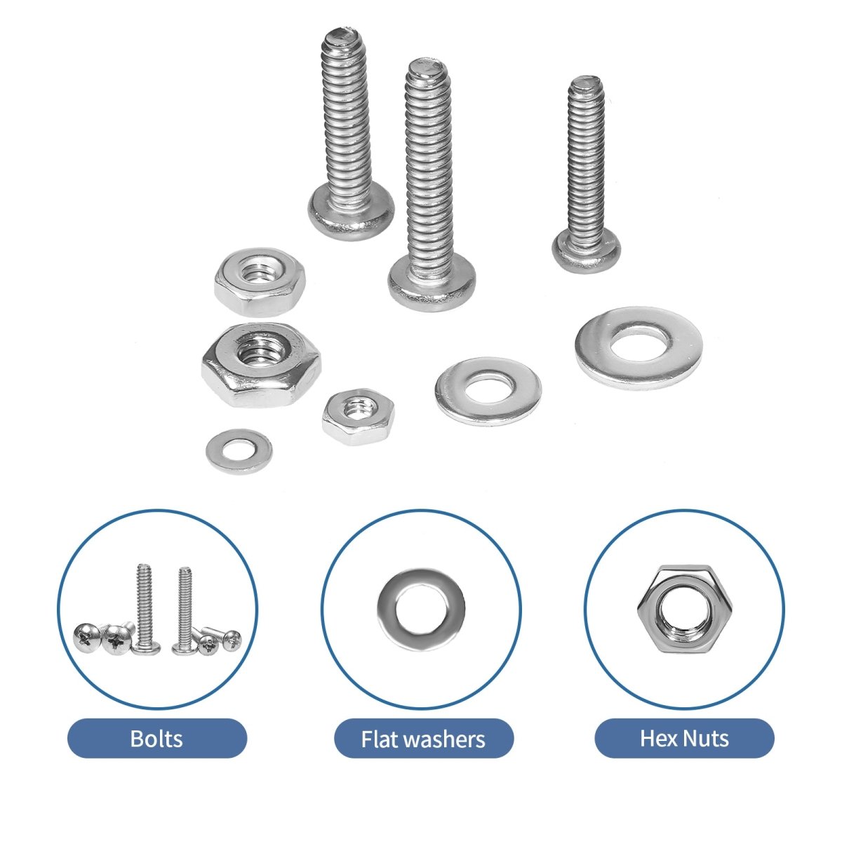870 Pcs Phillips Pan Head Screws Nuts Bolts and Flat Washers Assortment Set - HomeDIYer