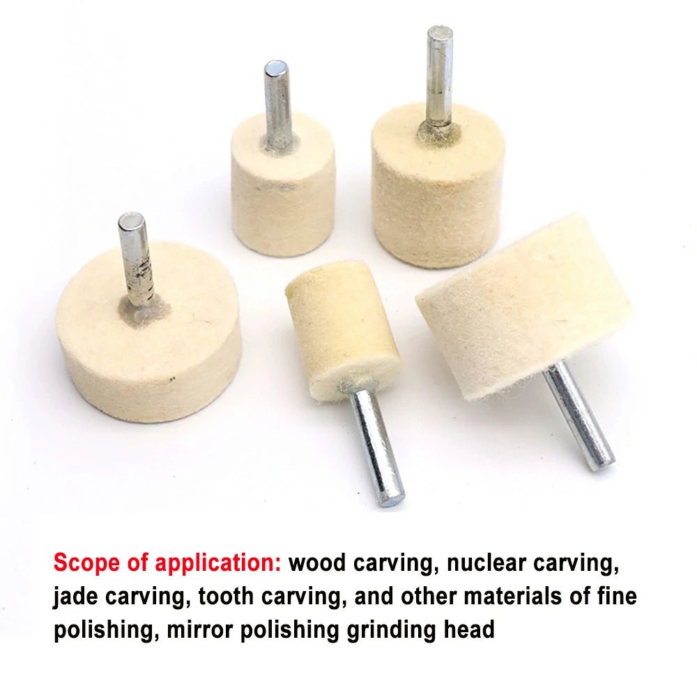 6mm 4" Shank 20 - 40mm Pad Wool Felt Polishing Buffing Wheel Grinding Head Metals Rotary Tools Wheels Tool Drill Electric Grinder - HomeDIYer