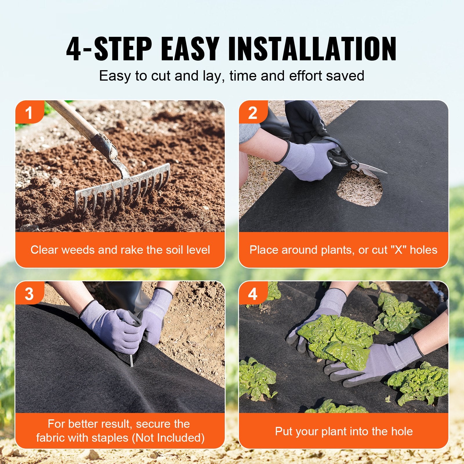 6ft x 50ft Heavy‑Duty 8oz Non‑Woven Geotextile Fabric — Professional Weed Barrier & Ground Cover