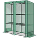 Lean‑to Portable Greenhouse with Three Shelves & Two Roll‑Up Doors — Steel Frame PE Cover Green