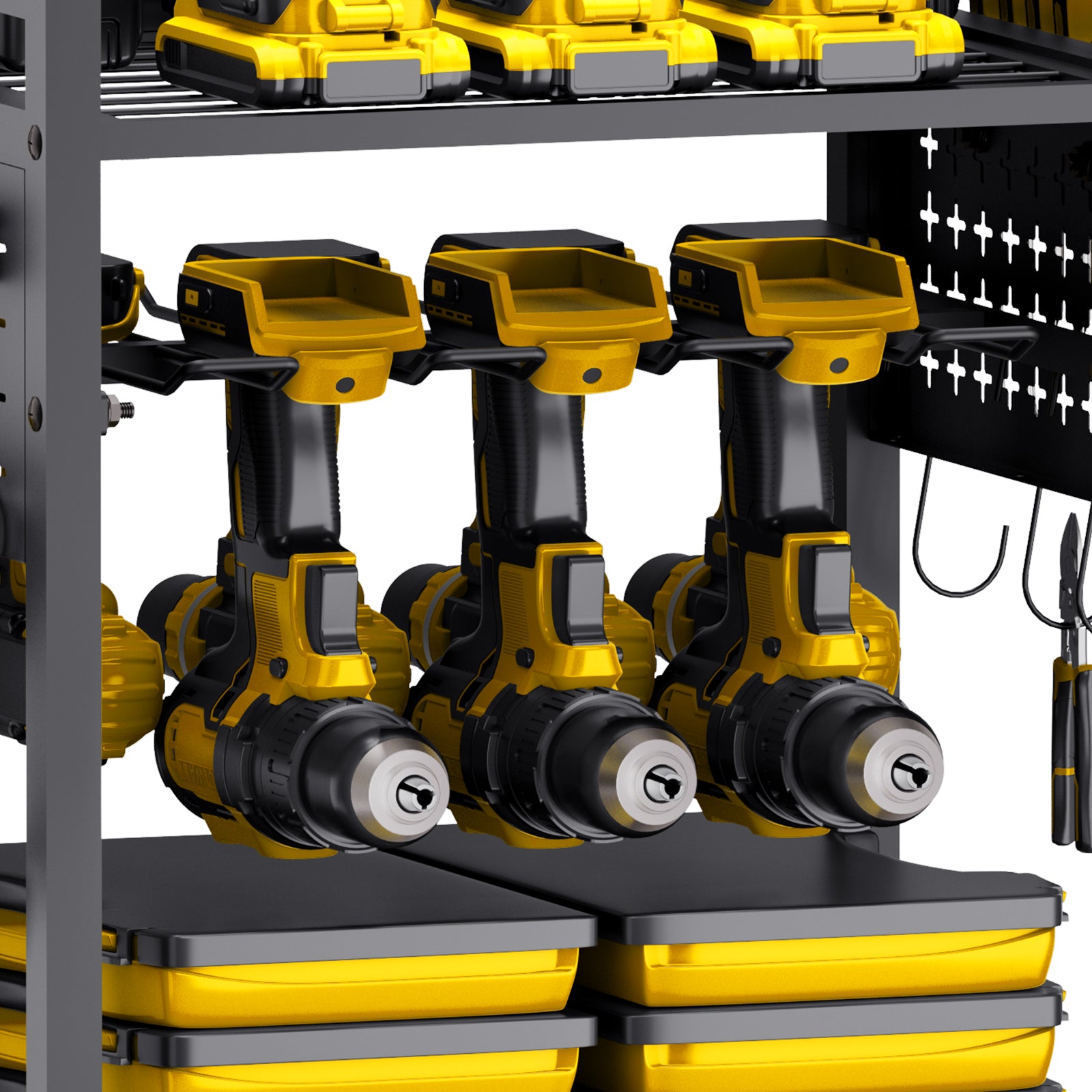 5-tier Tool Organizer Cart with Charging Station Garage Cart on Wheels