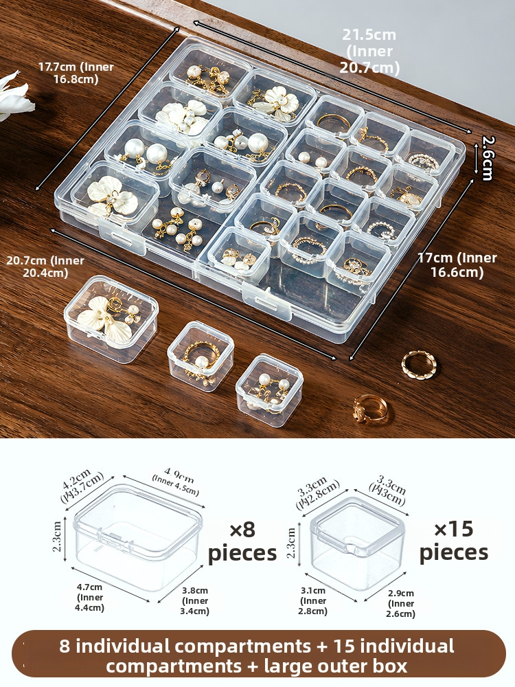 Anti-Tarnish Transparent Jewelry Storage Box – Multi-Compartment for Earrings, Rings & Necklaces