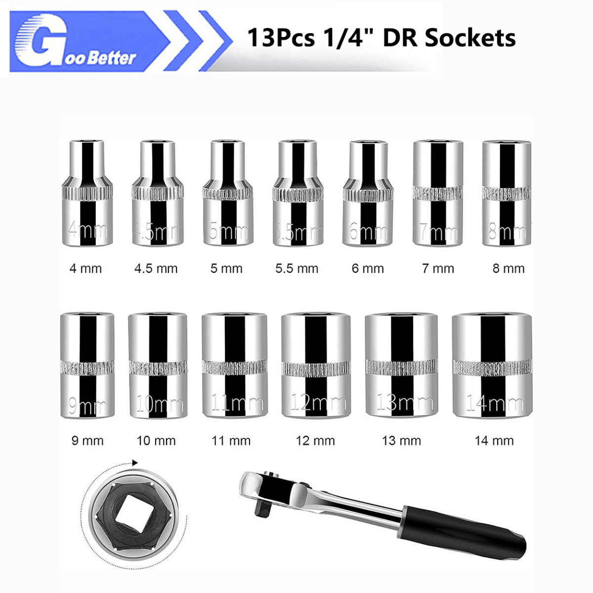 46PCS 1/4 Socket Ratchet Wrench Set Impact Socket Bit Kit Automotive Repair Tool - HomeDIYer
