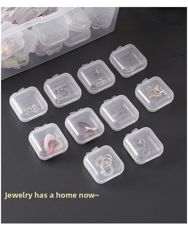 Clear Plastic Mini Storage Box with Lid – Jewelry, Earring Stud & Small Parts Organizer
