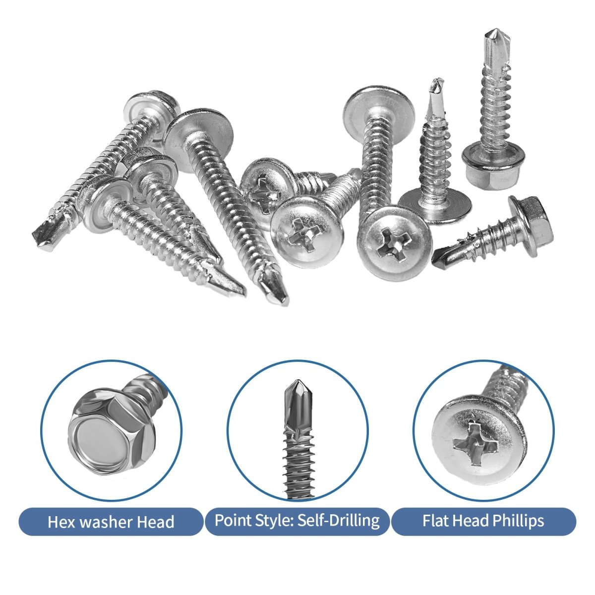 450PCS Self - Tapping Screws Assortment - Hex Washer & Wafer Head Set - HomeDIYer
