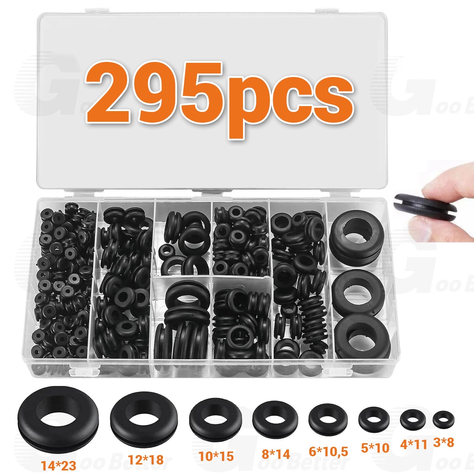 Rubber Grommets Blanking Open Blind Grommet Black Bung Set 295pcs Assorted Size - HomeDIYer