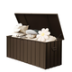 190 Gallon Metal Outdoor Deck Box – Waterproof Steel Storage Bench, Lockable Package Delivery, Dark Brown